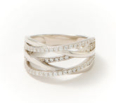 Diamonique Sterling Silver Layers of Love Highway Band Ring, Size 6